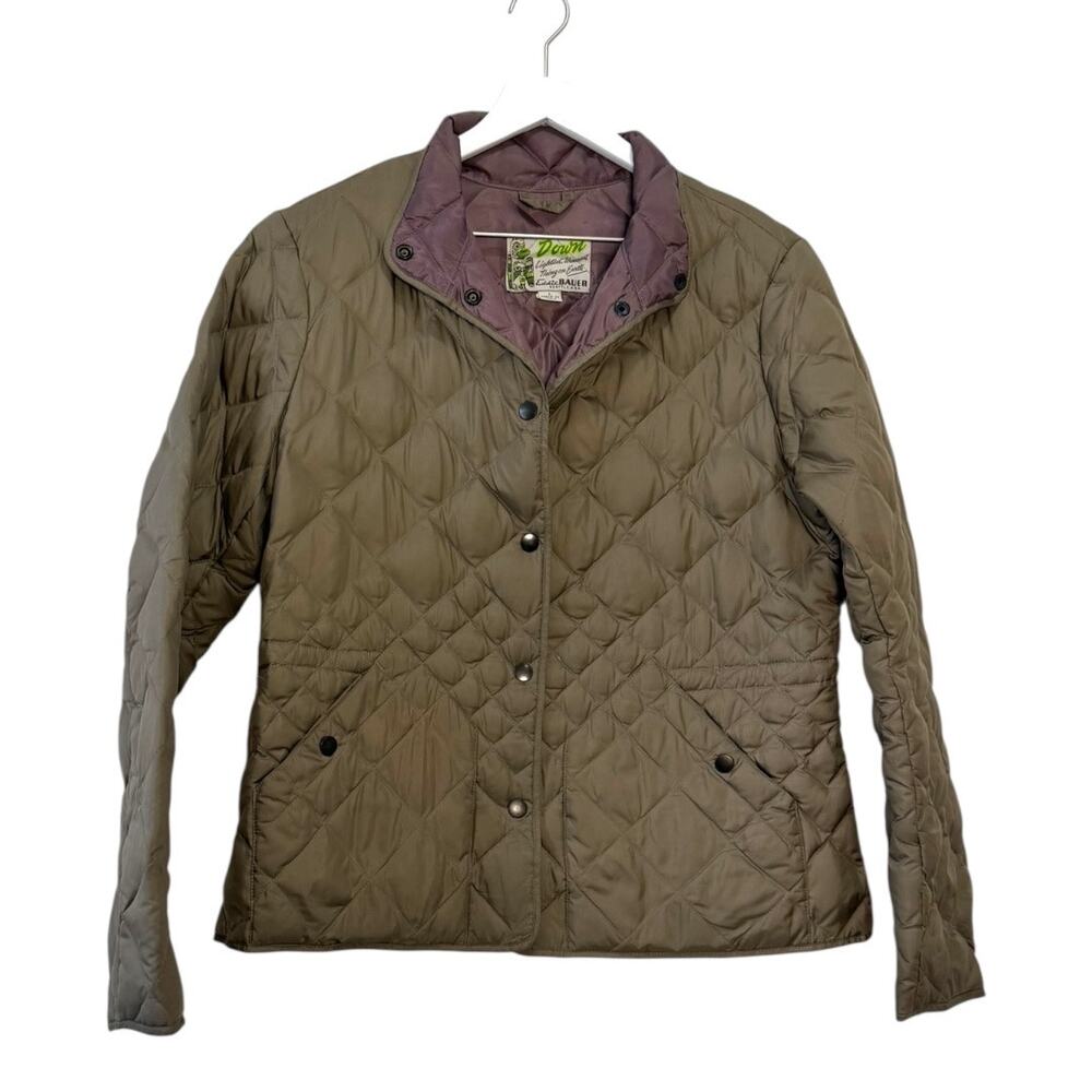 Eddie Bauer Down Quilted Jacket 550 Fill Packable Olive Coat Size Large